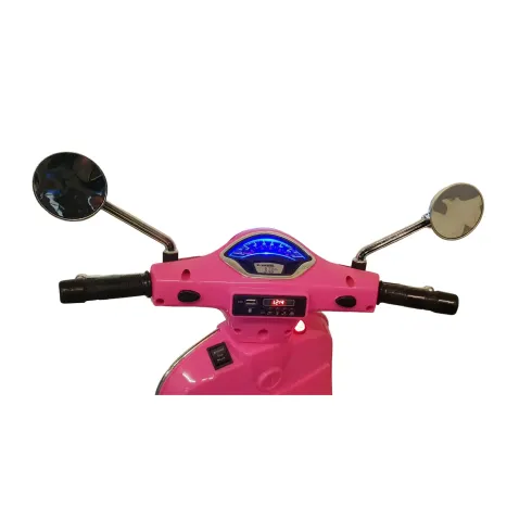 Scooter Elettrico per Bambini Vespa GT 12V Rosa Sedile in Pelle Luci