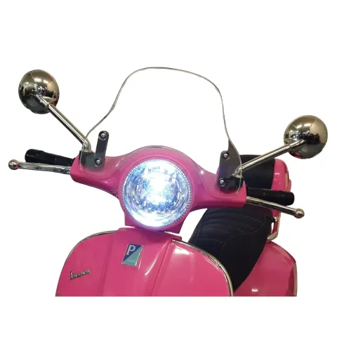 Scooter Elettrico per Bambini Vespa GT 12V Rosa Sedile in Pelle Luci