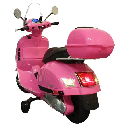 Scooter Elettrico per Bambini Vespa GT 12V Rosa Sedile in Pelle Luci