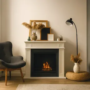 Camino a Bioetanolo 3,4 kW da Pavimento 1,2L Bianco in Legno MDF 2