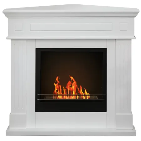Camino a Bioetanolo 1,8L Angolare da Pavimento Bianco 3,4 kW Legno MDF