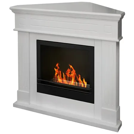 Camino a Bioetanolo 1,8L Angolare da Pavimento Bianco 3,4 kW Legno MDF