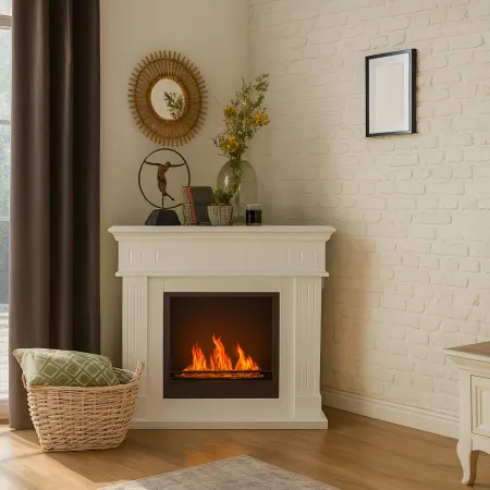 Camino a Bioetanolo 1,8L Angolare da Pavimento Bianco 3,4 kW Legno MDF