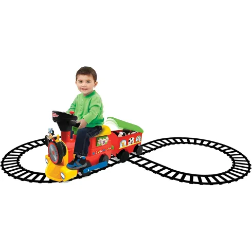 Treno Elettrico Cavalcabile da Bambino Mickey con Binari Suoni Disney