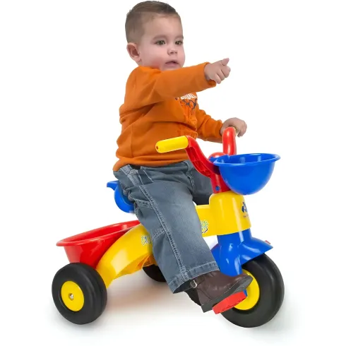 Triciclo per Bambini Cesto Anteriore Posteriore Cavalcabile con Pedali