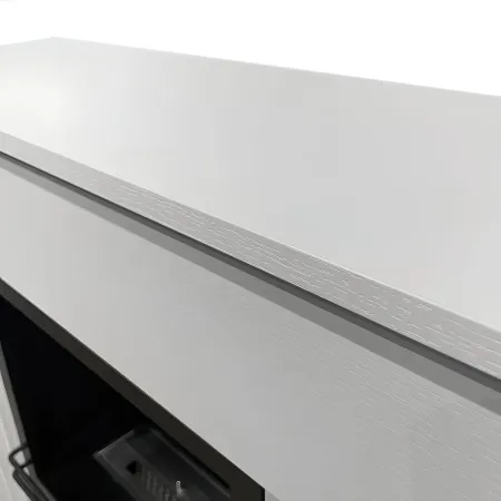 Camino Elettrico da Pavimento 1800W Legno Bianco Termostato Digitale