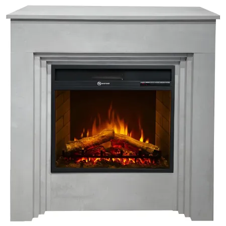 Camino Elettrico da Pavimento 1800W Legno Effetto Cemento Digitale