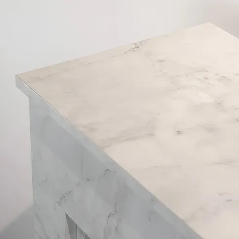 Camino Elettrico da Pavimento 1800W in Legno Effetto Marmo Bianco
