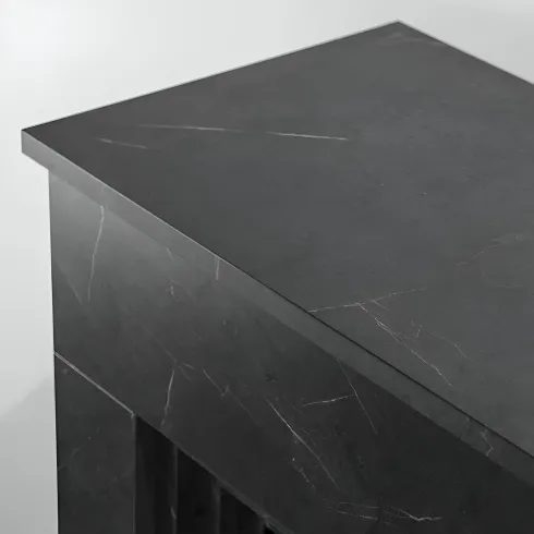 Camino Elettrico da Pavimento 1800W in Legno Effetto Marmo Nero