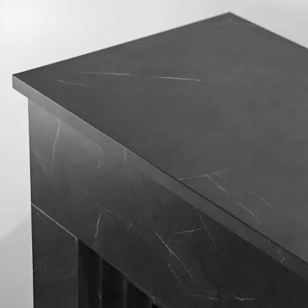 Camino Elettrico da Pavimento 1800W in Legno Effetto Marmo Nero