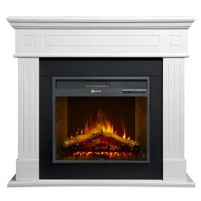 Camino Elettrico da Pavimento 1800W Legno MDF Bianco per Soggiorno