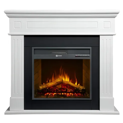 Camino Elettrico da Pavimento 1800W Legno MDF Bianco per Soggiorno