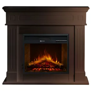 Camino Elettrico da Pavimento 1800W Legno MDF Noce per Soggiorno