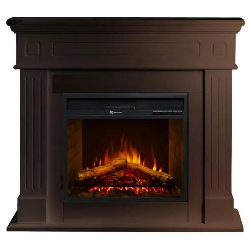 Camino Elettrico da Pavimento 1800W Legno MDF Noce per Soggiorno