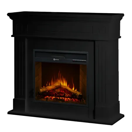Camino Elettrico da Pavimento 1800W Legno MDF Nero per Soggiorno