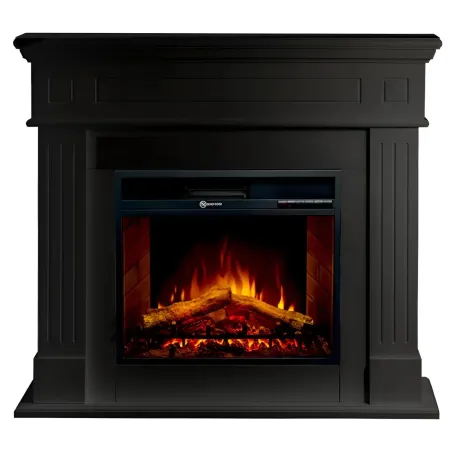 Camino Elettrico da Pavimento 1800W Legno MDF Nero per Soggiorno