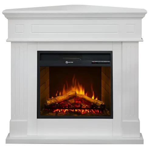Camino Elettrico Angolare 1800W da Appoggio Legno Bianco per Interno