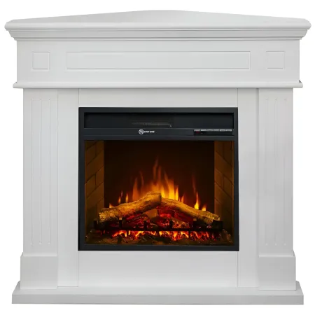 Camino Elettrico Angolare 1800W da Appoggio Legno Bianco per Interno