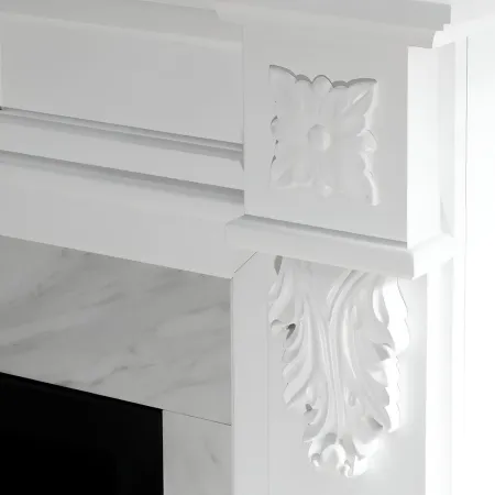 Camino Elettrico da Pavimento Effetto Marmo Bianco 1800W Telecomando