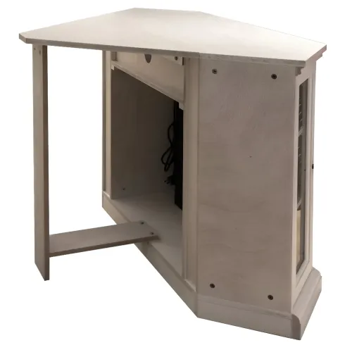 Camino Elettrico con Mobile Angolare 1800W da Appoggio in Legno Bianco