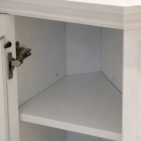 Camino Elettrico con Mobile Angolare 1800W da Appoggio in Legno Bianco