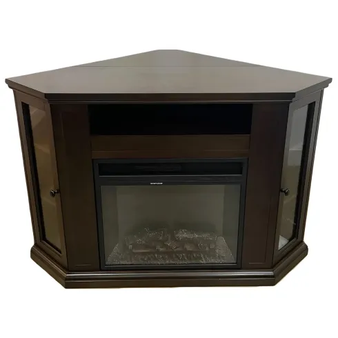 Camino Elettrico con Mobile Angolare 1800W da Appoggio in Legno Noce