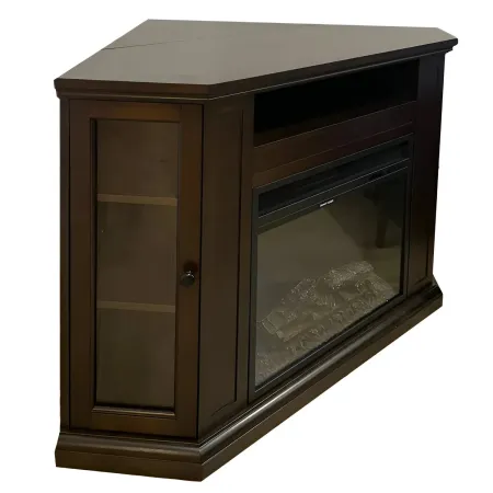 Camino Elettrico con Mobile Angolare 1800W da Appoggio in Legno Noce