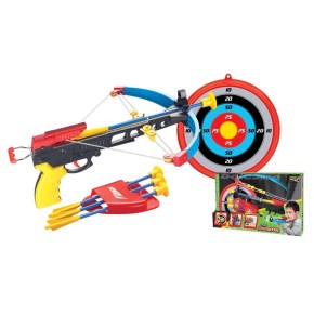 Gioco Set Balestra Bambini 3 Frecce Ventosa + Portafrecce + Bersaglio Punti 24cm