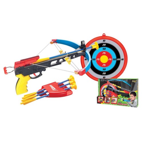 Gioco Set Balestra Bambini 3 Frecce Ventosa + Portafrecce + Bersaglio Punti 24cm