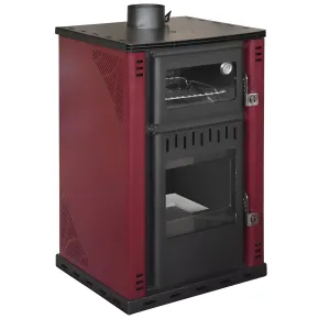 Stufa a Legna 27,6 kW in Acciaio Rosso con Forno Termostufa Boiler 38L