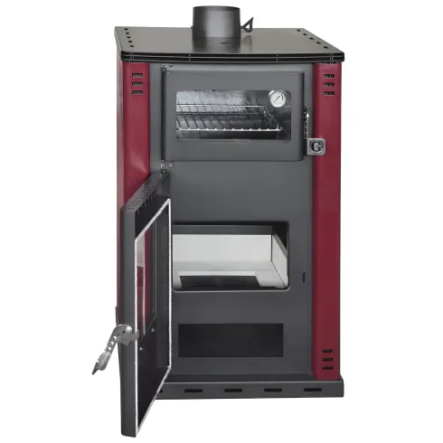 Stufa a Legna 27,6 kW in Acciaio Rosso con Forno Termostufa Boiler 38L