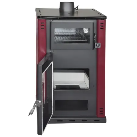 Stufa a Legna 27,6 kW in Acciaio Rosso con Forno Termostufa Boiler 38L