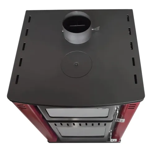 Stufa a Legna 27,6 kW in Acciaio Rosso con Forno Termostufa Boiler 38L