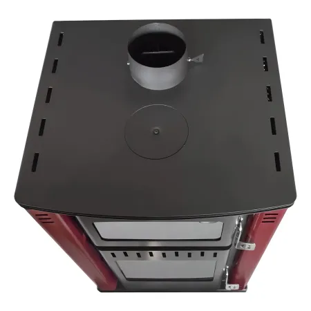 Stufa a Legna 27,6 kW in Acciaio Rosso con Forno Termostufa Boiler 38L