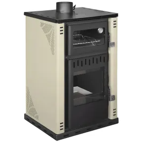 Stufa a Legna 27,6 kW in Acciaio Beige con Forno Termostufa Boiler 38L