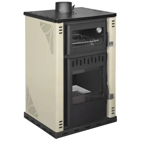 Stufa a Legna 27,6 kW in Acciaio Beige con Forno Termostufa Boiler 38L