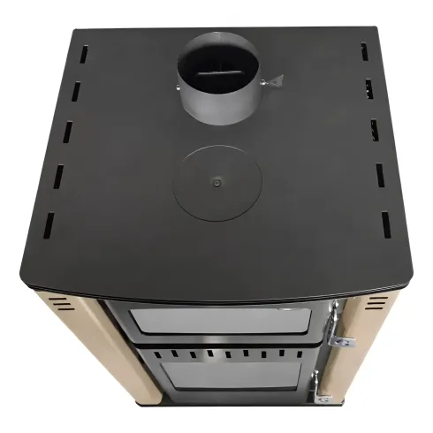Stufa a Legna 27,6 kW in Acciaio Beige con Forno Termostufa Boiler 38L
