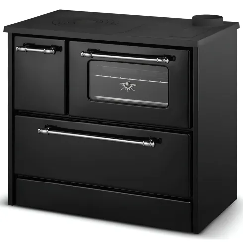 Cucina a Legna Stufa 9 kW in Acciaio Ghisa Nero Ecologica con Forno