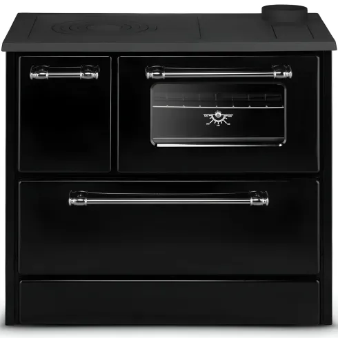 Cucina a Legna Stufa 9 kW in Acciaio Ghisa Nero Ecologica con Forno