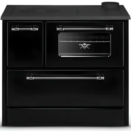 Cucina a Legna Stufa 9 kW in Acciaio Ghisa Nero Ecologica con Forno