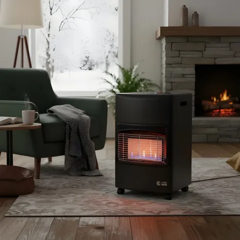 Stufa a Infrarossi Gas 4200W GPL Portatile con Ruote Nero per Interni