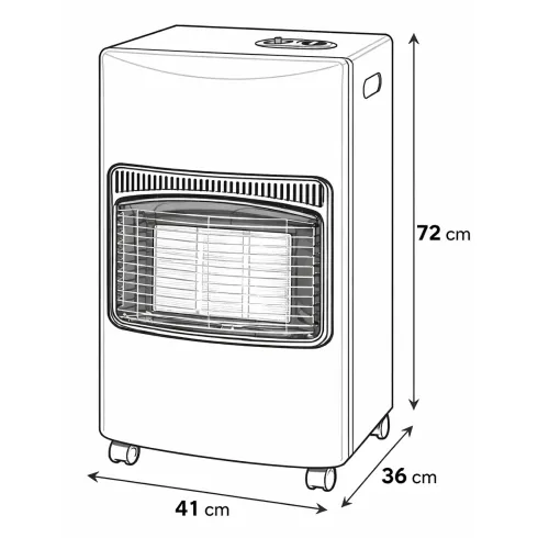 Stufa a Infrarossi Gas 4200W GPL Portatile con Ruote Nero per Interni