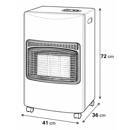 Stufa a Infrarossi Gas 4200W GPL Portatile con Ruote Nero per Interni