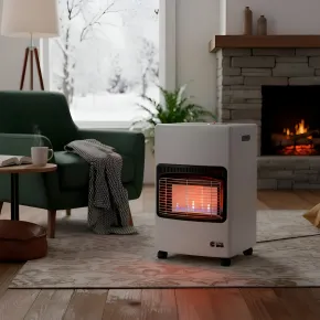 Stufa a Infrarossi Gas 4200W GPL Portatile con Ruote Bianco per Interni 2