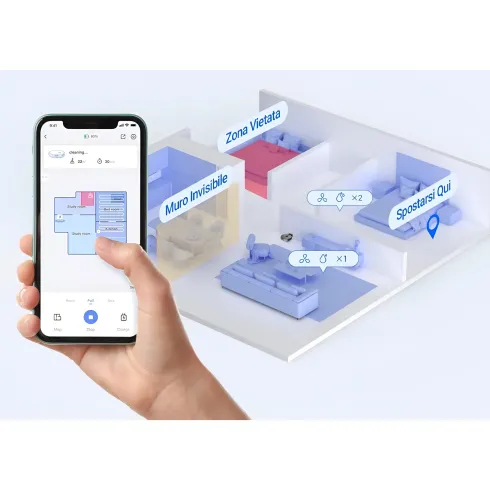 Robot Aspirapolvere Lavapavimenti Nero con Base 0,35L Mappatura Smart