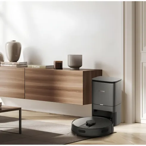 Robot Aspirapolvere Lavapavimenti Nero con Base 0,35L Mappatura Smart