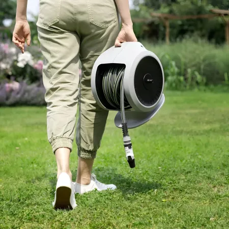 Avvolgitubo da Giardino Portatile 20m ABS Maniglia Lancia Multigetto