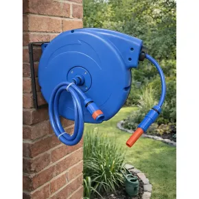 Avvolgitubo da Giardino Automatico 20m Blu da Parete Lancia Inclusa 2