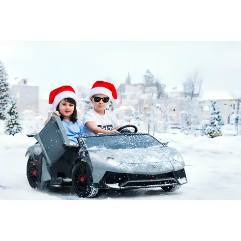 Lamborghini AVENTADOR SVJ BIG Full Grigio Macchina Elettrica per Bambini