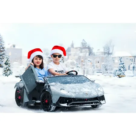 Lamborghini AVENTADOR SVJ BIG Full Grigio Macchina Elettrica per Bambini